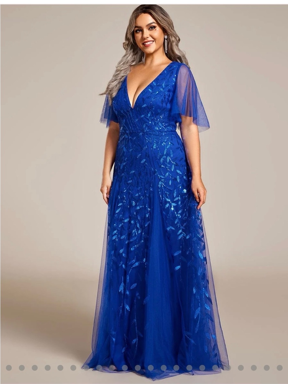 Ever Pretty Elegant Royal Blue V-Neck Evening Gown NWOT
